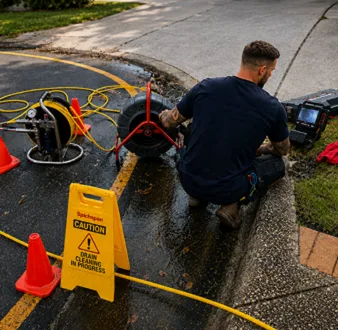 Repairing a burst drain pipe at a Baulkham Hills home